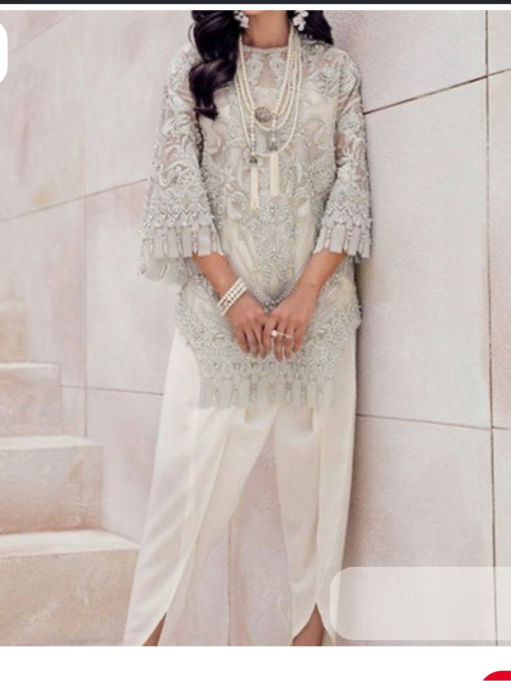 Suffuse pakistani shilwar kameese White Embellished Women's suit